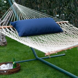 Island Bay 13 ft. XL Rope Hammock with Metal Stand & Pillow Cotton Green Stand
