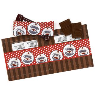 Sock Monkey Red Small Candy Bar Wrappers