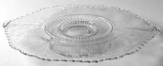 Cambridge Rose Point Clear Handled Torte Plate, Shape 3500   Stem 3121,Clear,Etc