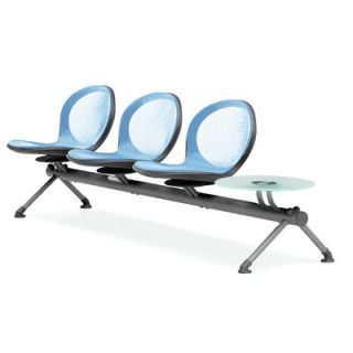 OFM Net Series Mesh Three Chair Beam Seating with Table NB 4G Color: Sky Blue